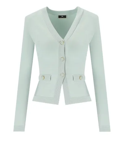 Elisabetta Franchi Shoulder-pads Cardigan In Green