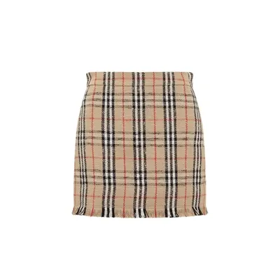 Burberry Catia Tweed Mini Skirt In Archive Beige