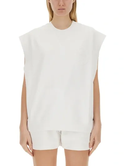 Stella Mccartney T-shirt With Logo In Bianco