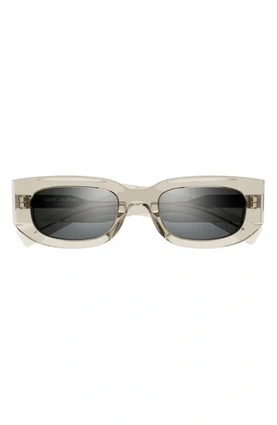 Saint Laurent Tonal Logo Acetate Round Sunglasses In Shiny Transparent