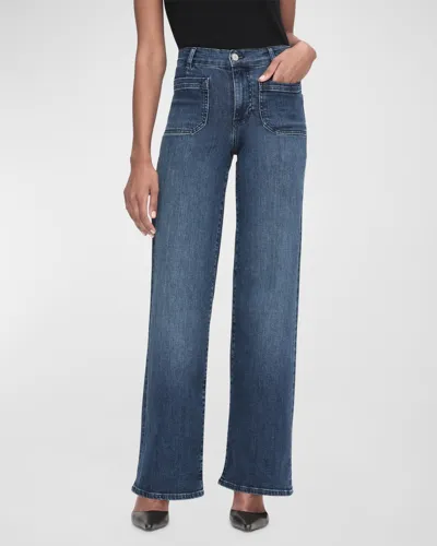 Frame Le Slim Palazzo Bardot Pocket Jeans In Multi