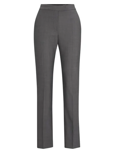 Hugo Boss Slim-fit Trousers In Italian Virgin-wool Sharkskin In Dark Grey