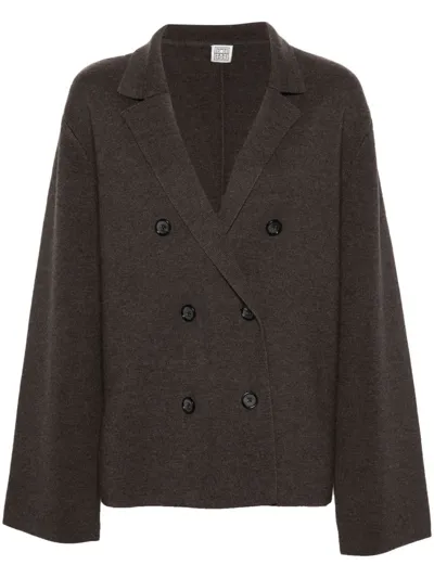 Totême Knit Wool Blazer In Brown