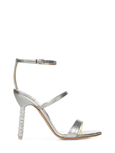 Sophia Webster Rosalind Metallic Crystal-heel Sandals In Silver