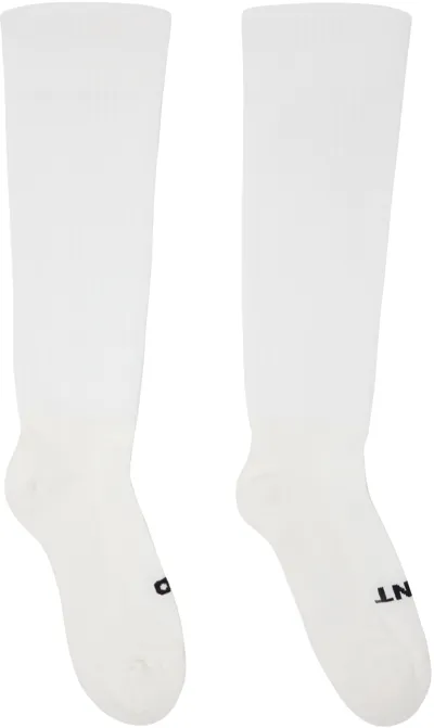 Rick Owens Drkshdw White 'so Cunt' Socks In 119 Milk/black