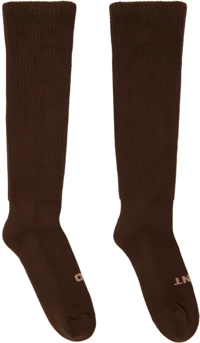 Rick Owens Drkshdw Brown 'so Cunt' Socks In 4413 Khaki Brown/dar