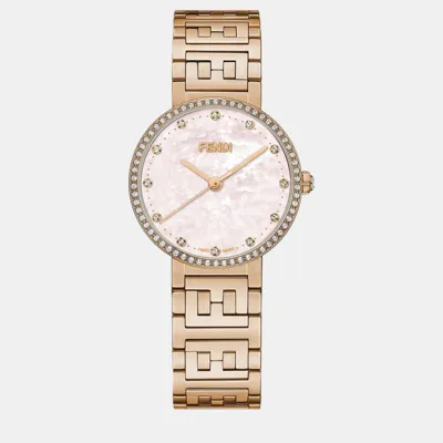 Pre-owned Fendi Rosegold Steel Watch In Pink