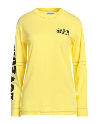 Ganni Layered Long Sleeve T-shirt In Yellow