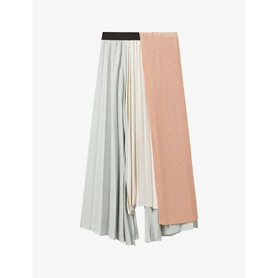 Reiss Maddie Pleated Color Block Skirt In Pink Cream