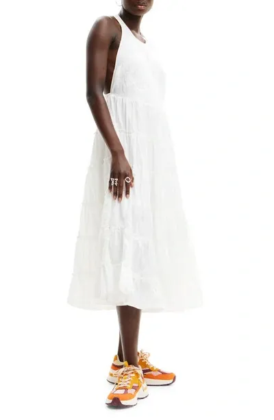 Desigual M. Christian Lacroix Plunging Midi Dress In White