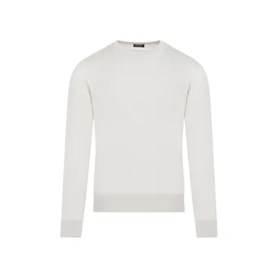 Z Zegna Long Sleeved Crewneck Jumper In Beige