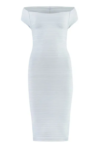 Philosophy Di Lorenzo Serafini Ribbed Pattern Midi Dress In Blue