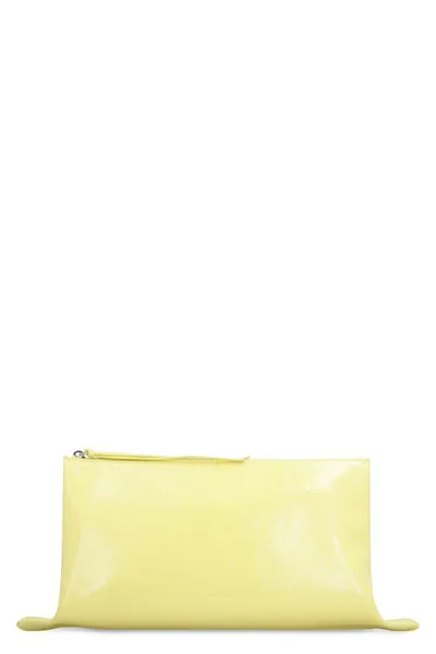 Jil Sander Leather Clutch In Yellow