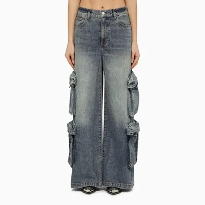 Amiri Jeans Baggy Cargo In Denim Blue Women