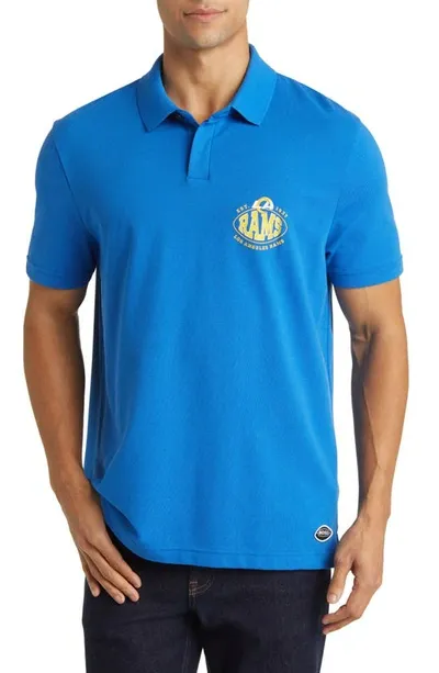 Hugo Boss Boss X Nfl Cotton-piqu Polo Shirt With Collaborative Branding In Rams Bright Blue