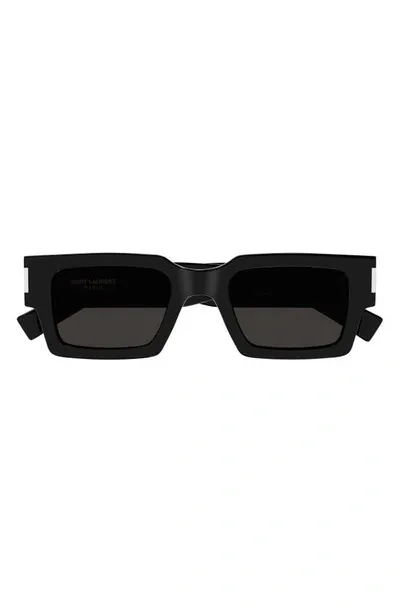 Saint Laurent Women's Naked Wirecore 50mm Rectangular Sunglasses In Black