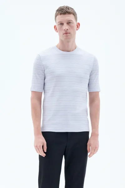 Filippa K Striped Rib Tee In Blue