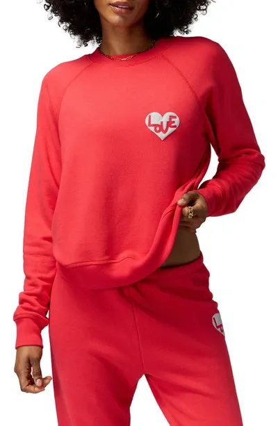 Spiritual Gangster Heart Forever Crewneck Sweatshirt In Ruby Red