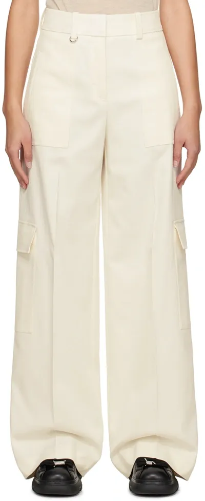 Hugo Boss White Creased Trousers In 118 Open White