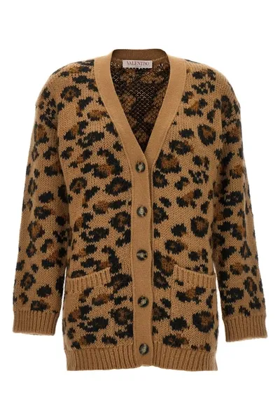 Valentino Garavani  Animalier Cardigan In Cream