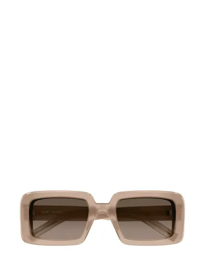 Saint Laurent Eyewear Rectangular Frame Sunglasses In Orange