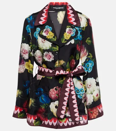 Dolce & Gabbana Floral-print Silk Shirt In Multicolor