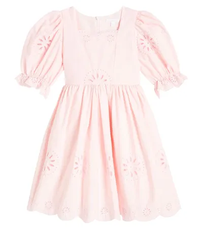 Patachou Kids' Broderie Anglaise Cotton Dress In Pink