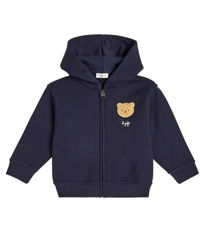 Il Gufo Baby Cotton Jersey Hoodie In Blue