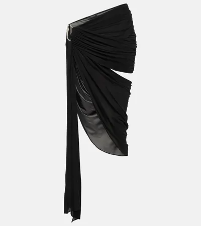 Mugler Asymmetric Crêpe Beach Cover-up In Black