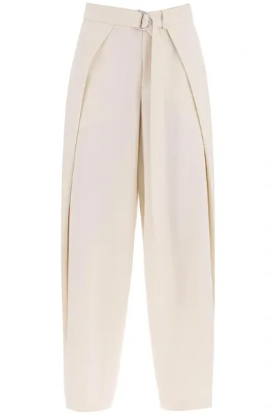 Ami Alexandre Mattiussi Layered Wide-leg Belted Trousers In White