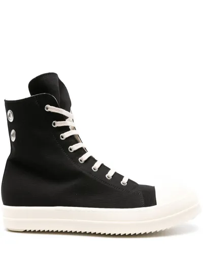 Rick Owens Drkshdw High-top Cotton Sneakers In Black