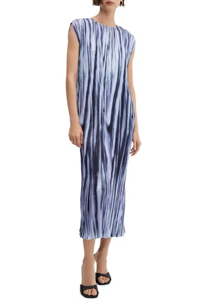 Mango Tie-dye Pleated Dress Blue