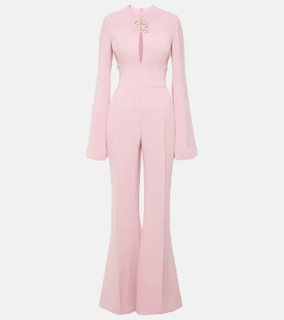 Elie Saab Embellished Flared Cady Jumpsuit In Pink