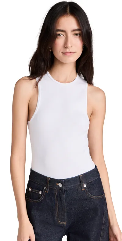 Tibi Ribbed T Tank White