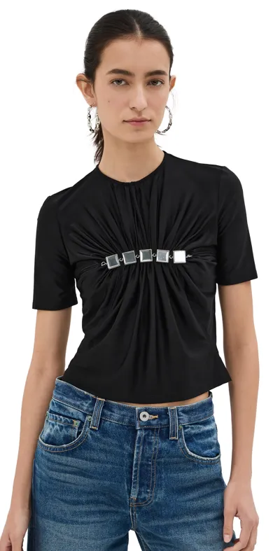 Rabanne Gem-embellished Draped-effect Top In Black  