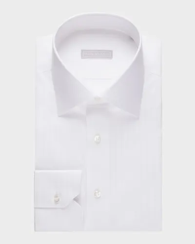 Stefano Ricci Men's Cotton Tonal Stripe Dress Shirt In White