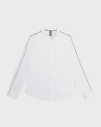 Hugo Boss Kids' Boy's Mini Me Poplin Button-front Dress Shirt In White