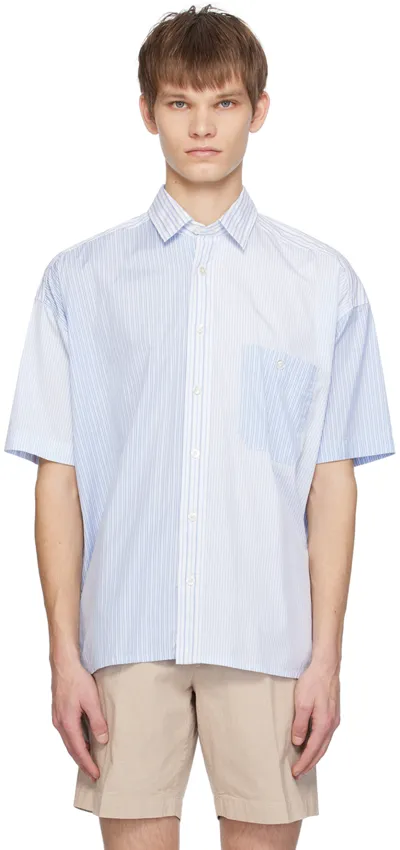 Hugo Boss Blue Striped Shirt In 450-light/pastelblue