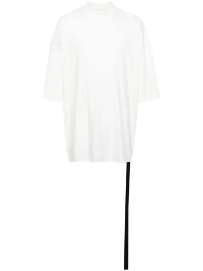 Rick Owens Drkshdw White Strap Detailed Cotton T-shirt In Milk