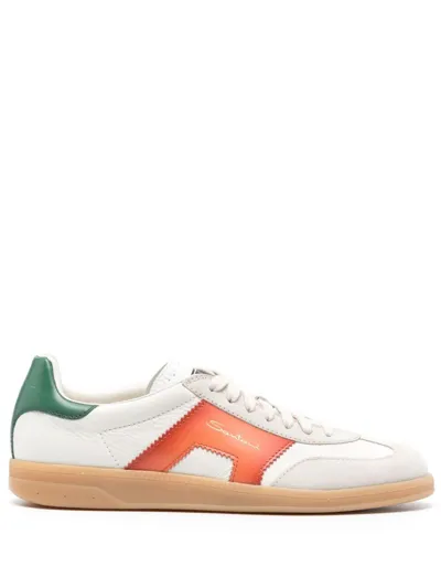 Santoni Men's Dbs Suede & Leather Low-top Sneakers In White