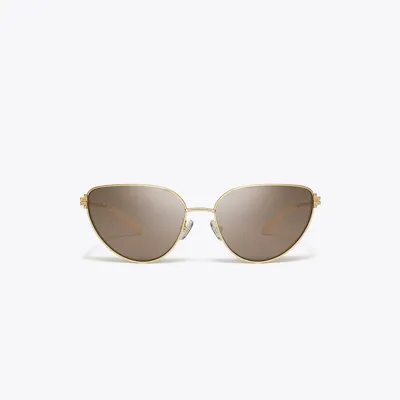 Tory Burch Eleanor Metal Cat-eye Sunglasses In Brown