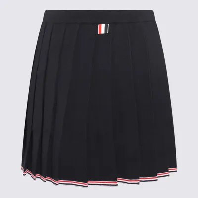 Thom Browne Navy Virgin Wool Full Needle Skirt In Navy Blue