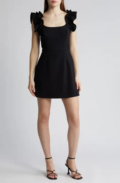 French Connection Whisper Ruffle Sleeve Minidress In Black