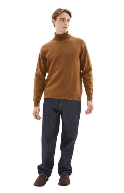 Auralee Roll-neck Wool Jumper In Brown