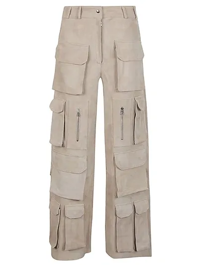 Fermas.club Suede Cargo Trousers In Beige