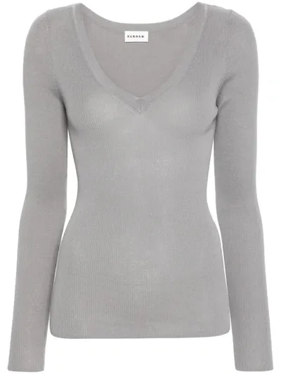 P.a.r.o.s.h V-neck Ribbed-knit Top In Grey