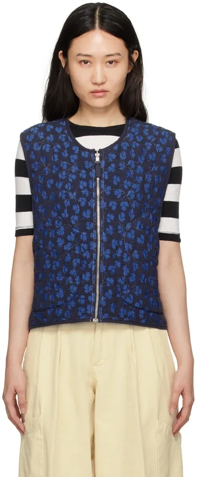 Ymc You Must Create Navy Jackie Reversible Vest In Blue