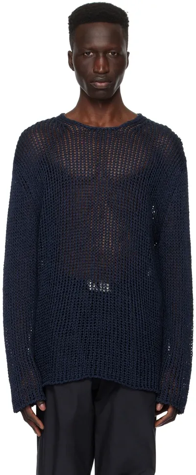 Jil Sander Navy Patch Sweater In 401 Navy