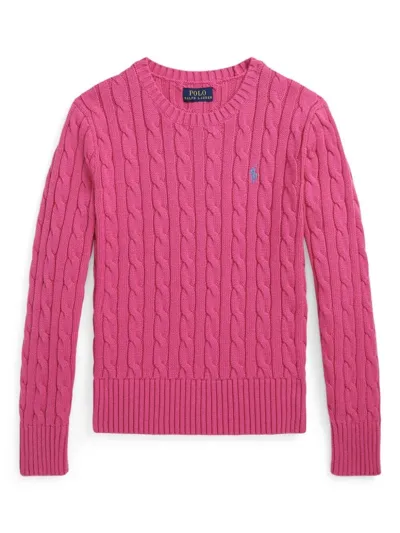 Ralph Lauren Kids' Cable-knit Jumper In Pink & Purple