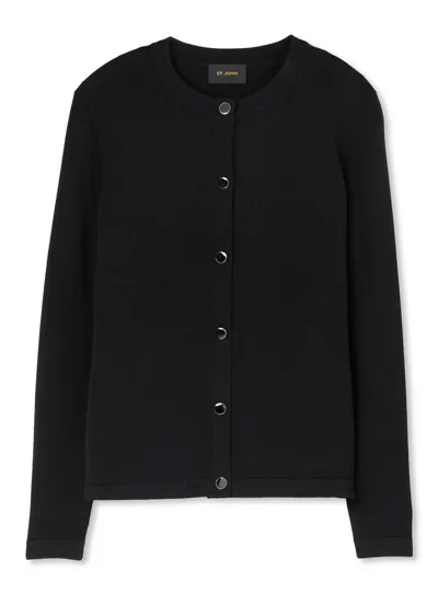 St John Santiago Knit Cardigan In Black